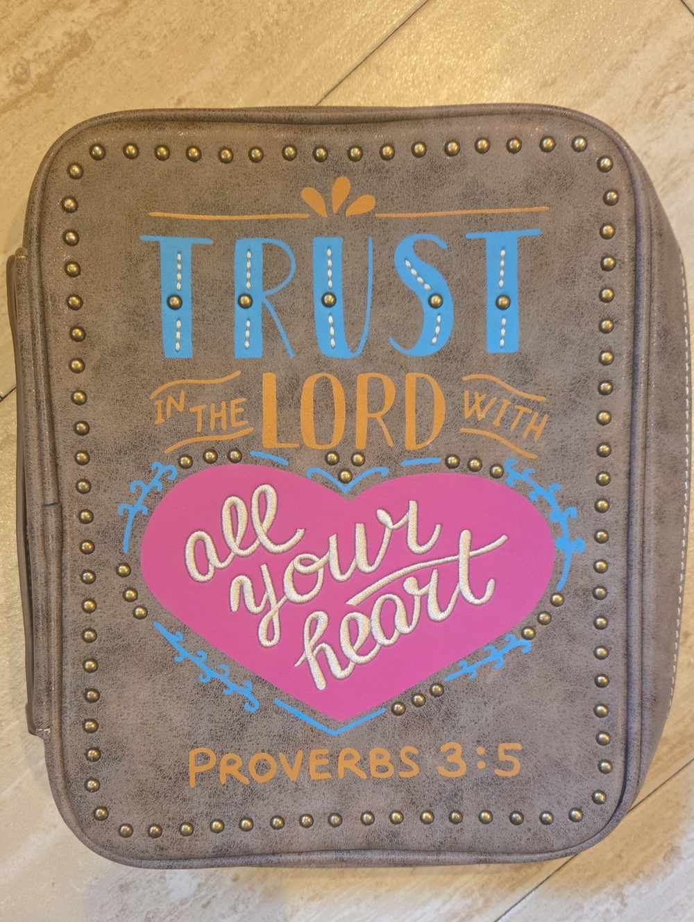Montana West Brown Leather "Trust In the Lord" Zipper Bible Carry Casel